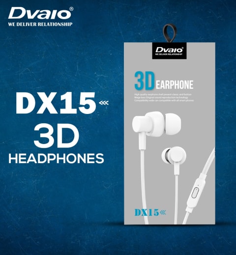 Dvaio DX15 3D Earphone with Mic, White